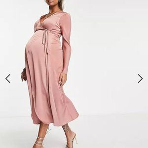 NWOT Asos Maternity satin wrap dress with tie waist